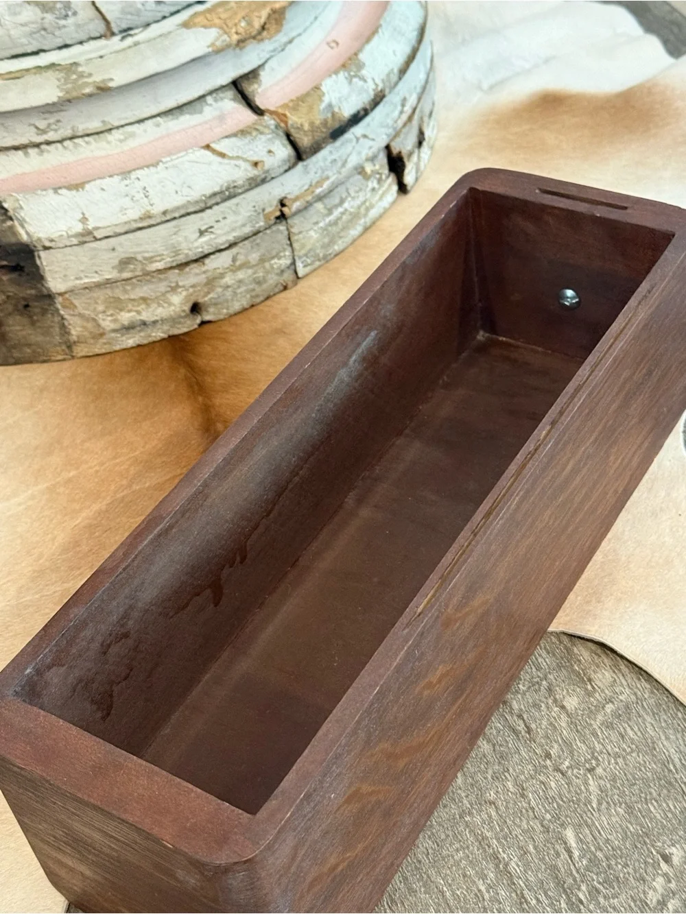 Vintage Sewing Wood Drawer Tray Organizer - Brown